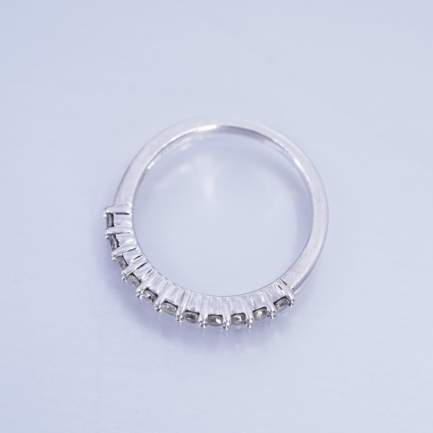 Size 7, vintage Sterling 925 silver wedding ring, Cz band
