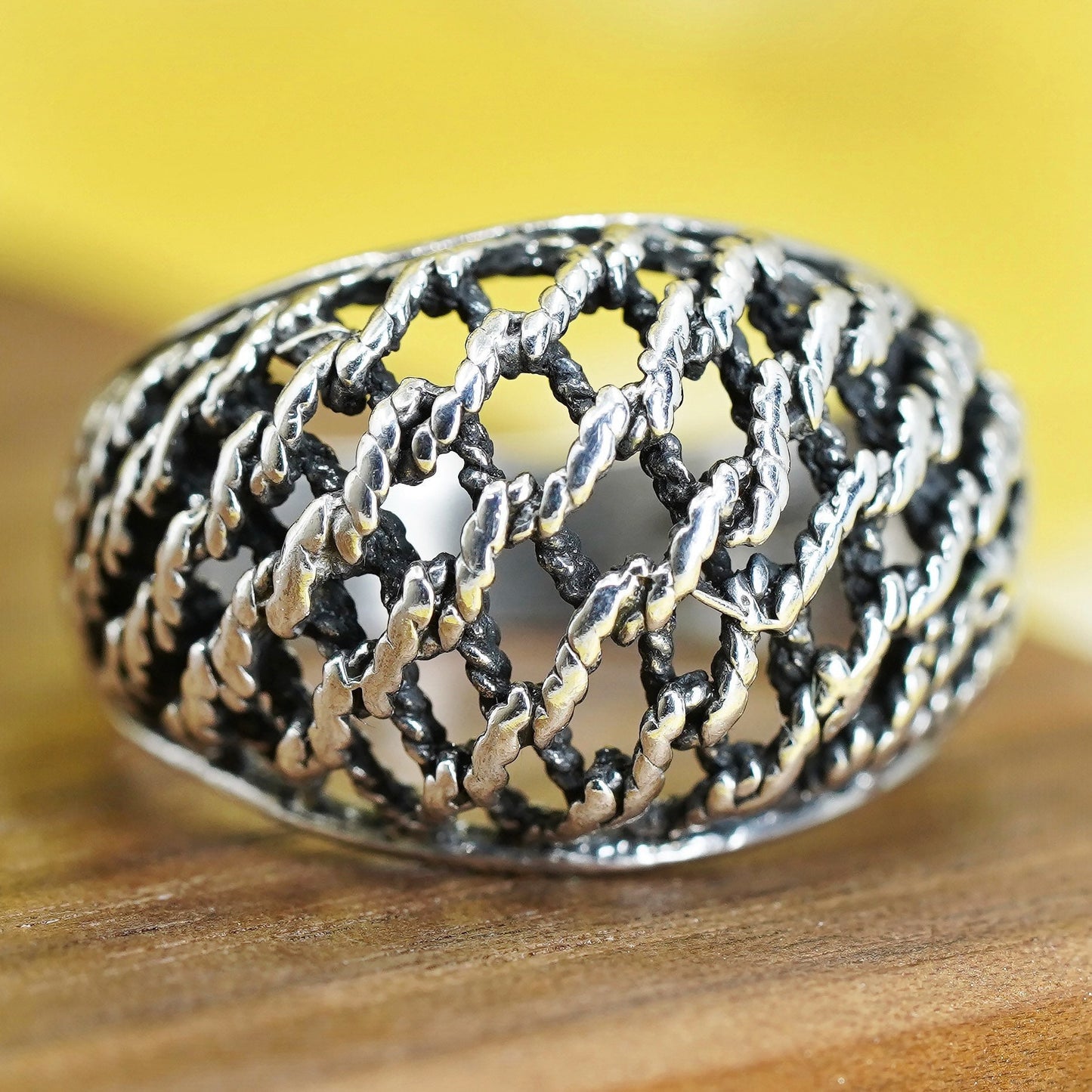 Size 8.25, vintage Sterling silver handmade ring, 925 cable band