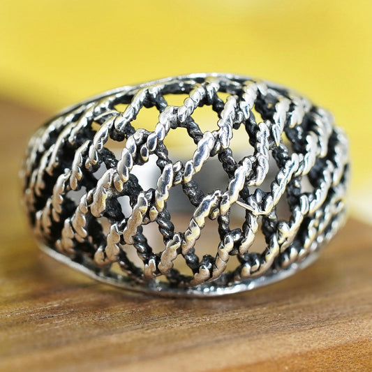 Size 8.25, vintage Sterling silver handmade ring, 925 cable band