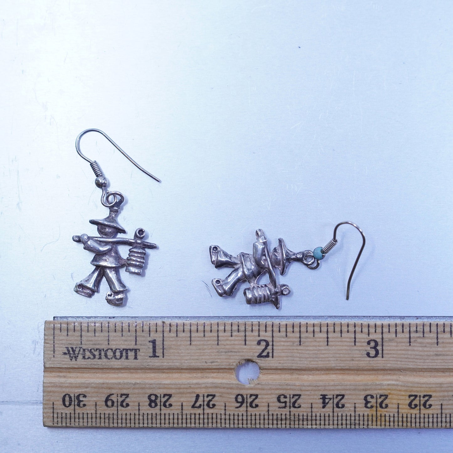 Vintage Sterling 925 silver handmade carrier earrings drops