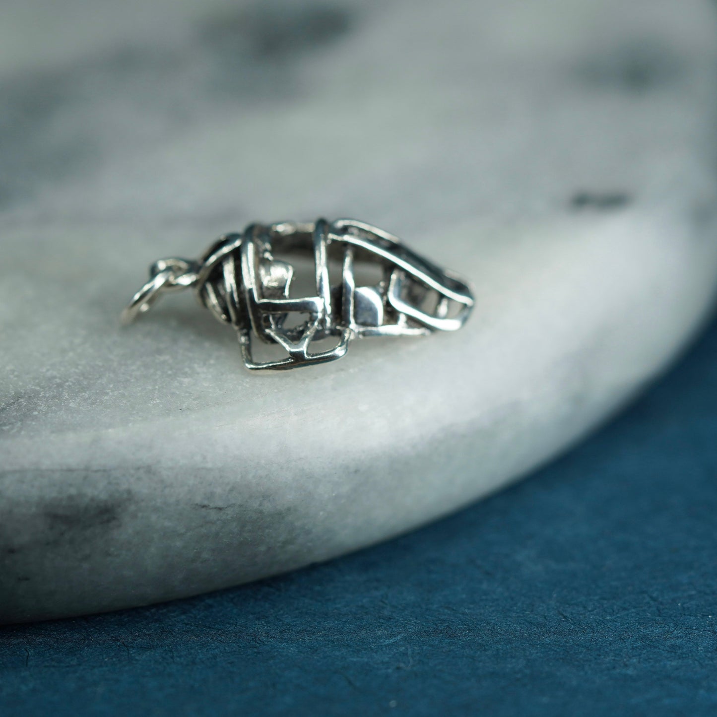Vintage Sterling silver handmade pendant, 925 baseball helmet