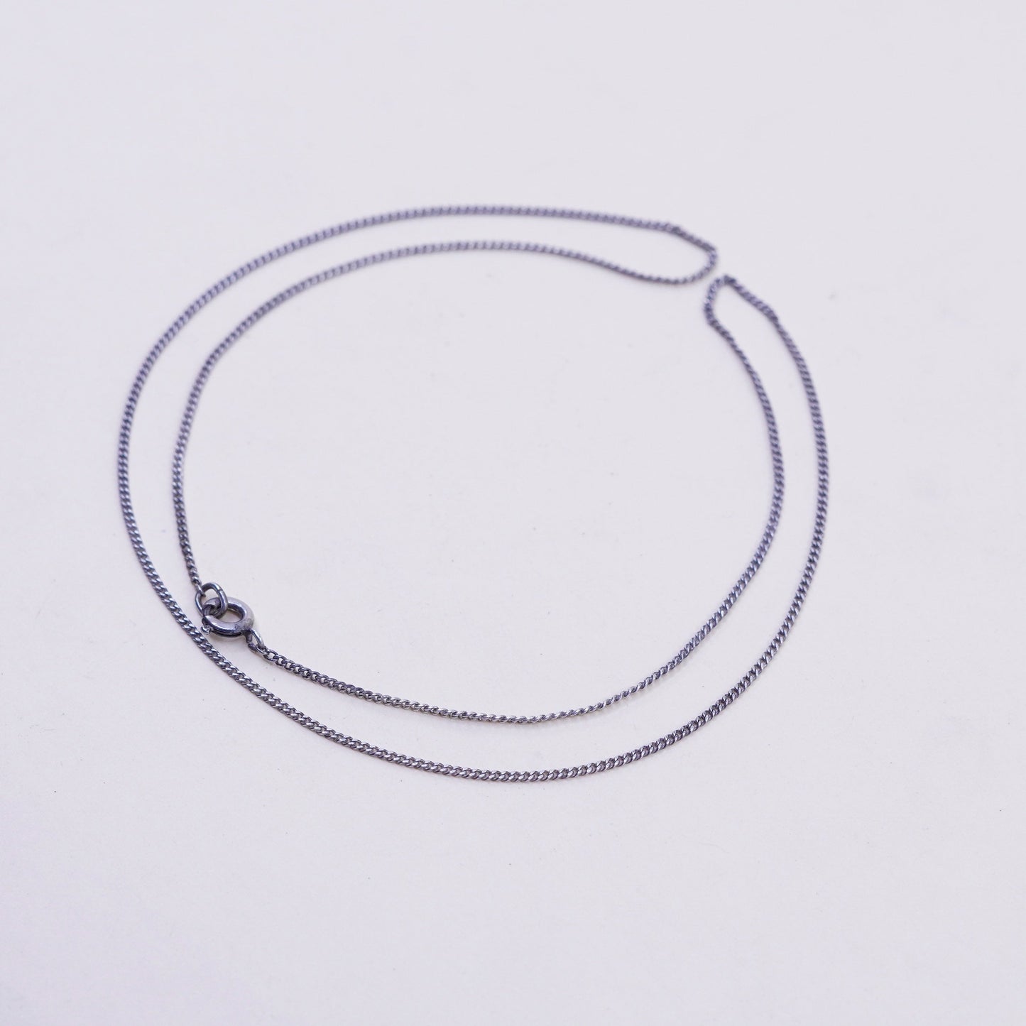 18”, 1mm, italy sterling silver handmade necklace, 925 curb chain, stamped Sterling