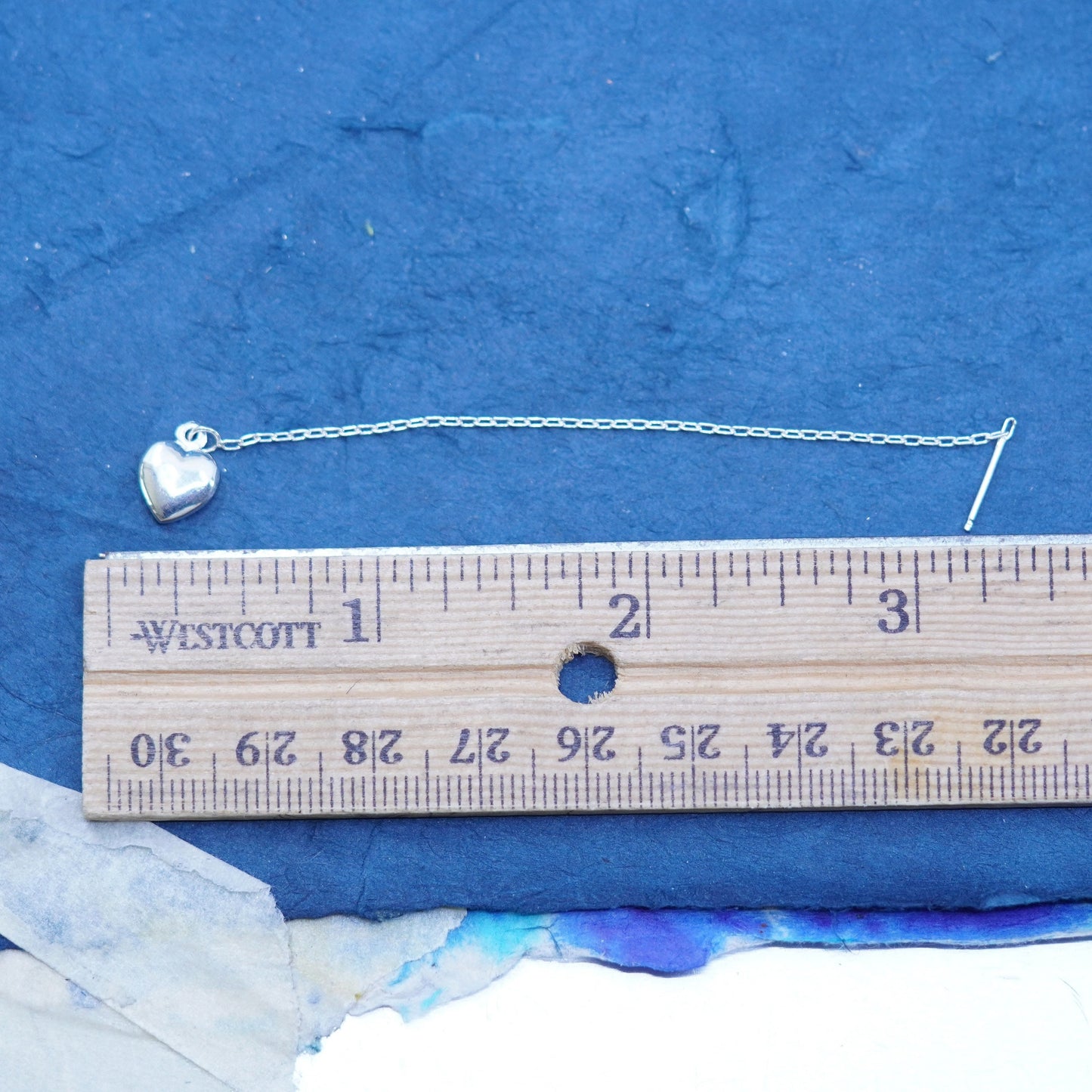 Vintage Sterling 925 silver handmade long earrings with heart