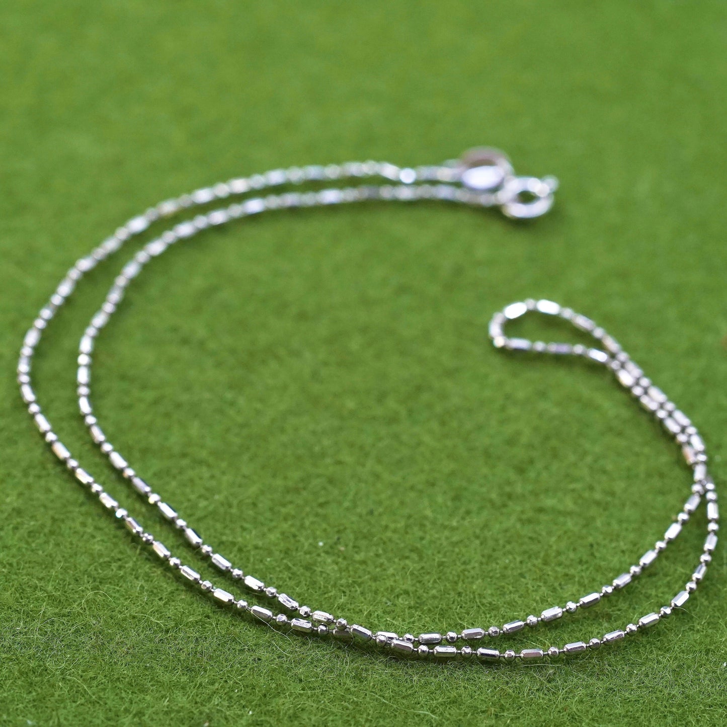 16", 1mm, Vintage sterling silver beads chain, 925 necklace