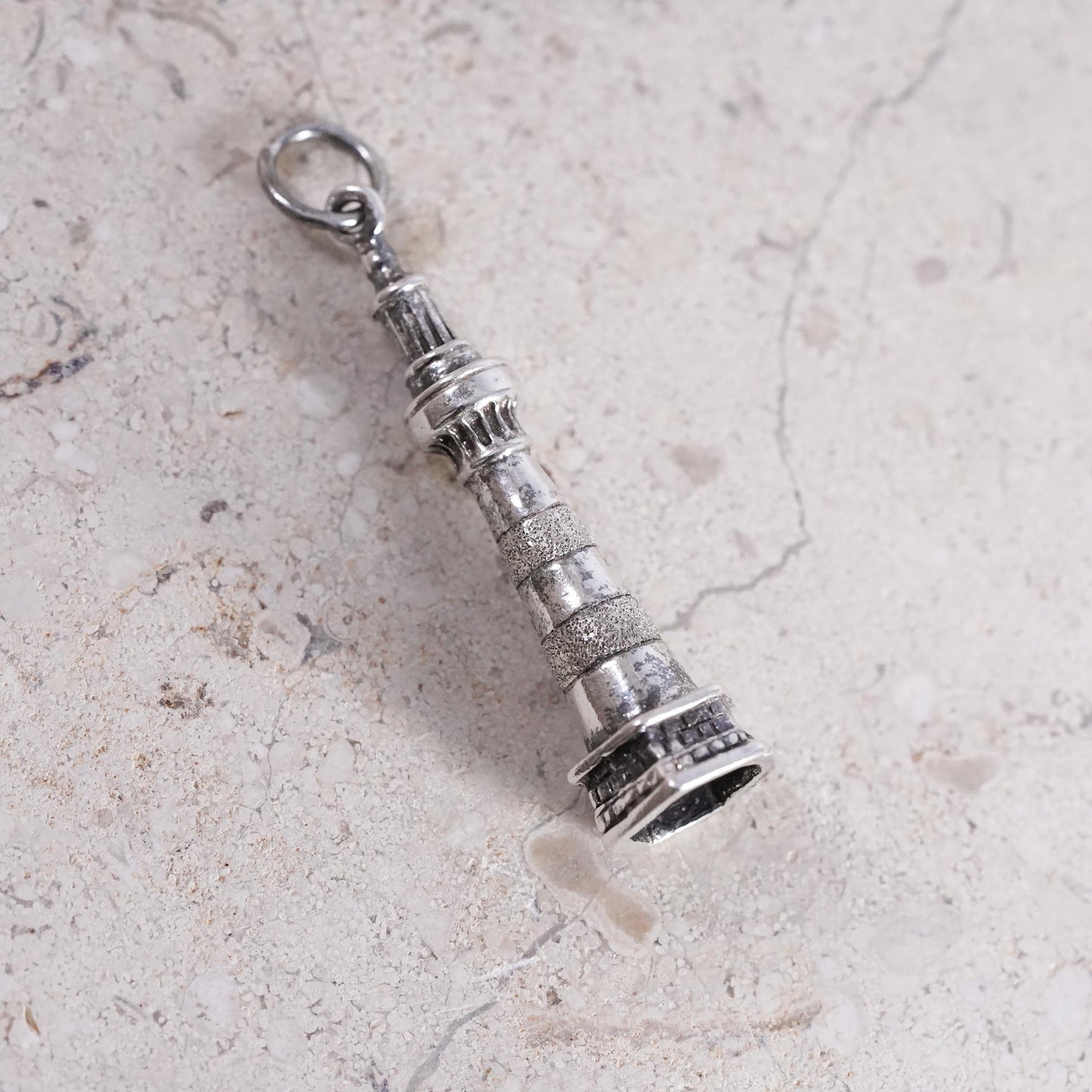 Vintage Sterling silver handmade pendant, 925 lighthouse charm