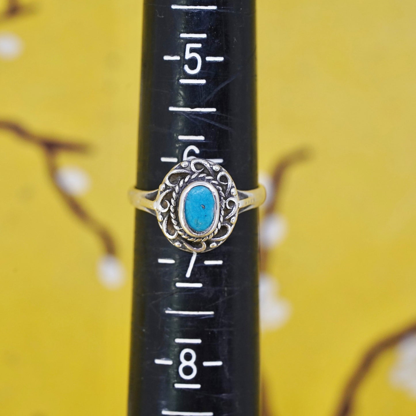 Size 6.5, Sterling 925 silver handmade ring w/ turquoise, southwestern jewelry