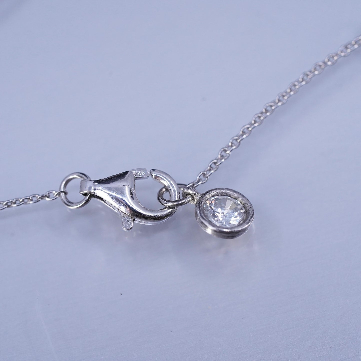 16+2”, Sterling 925 silver handmade circle necklace with cz heart beat pendant