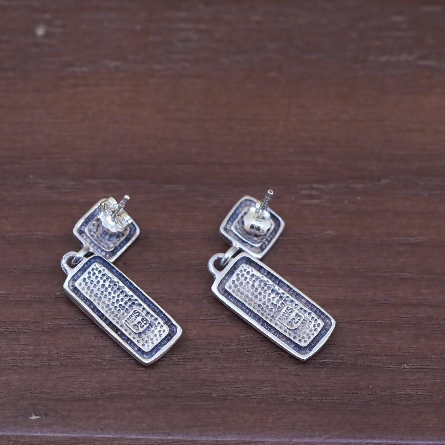 Vintage Sterling silver handmade earrings, 925 Bali Filigree beads drops