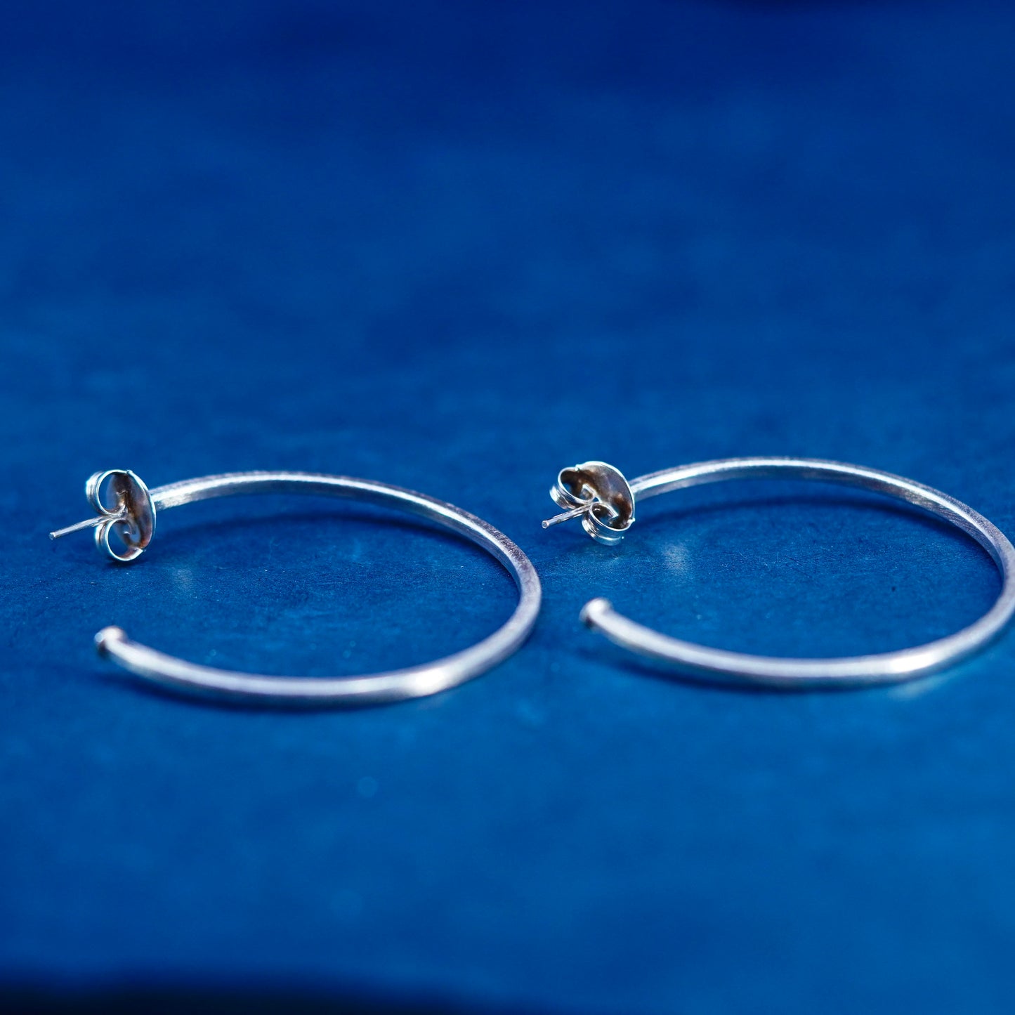 1.75”, vintage Sterling silver handmade hoop earrings, 925 huggie