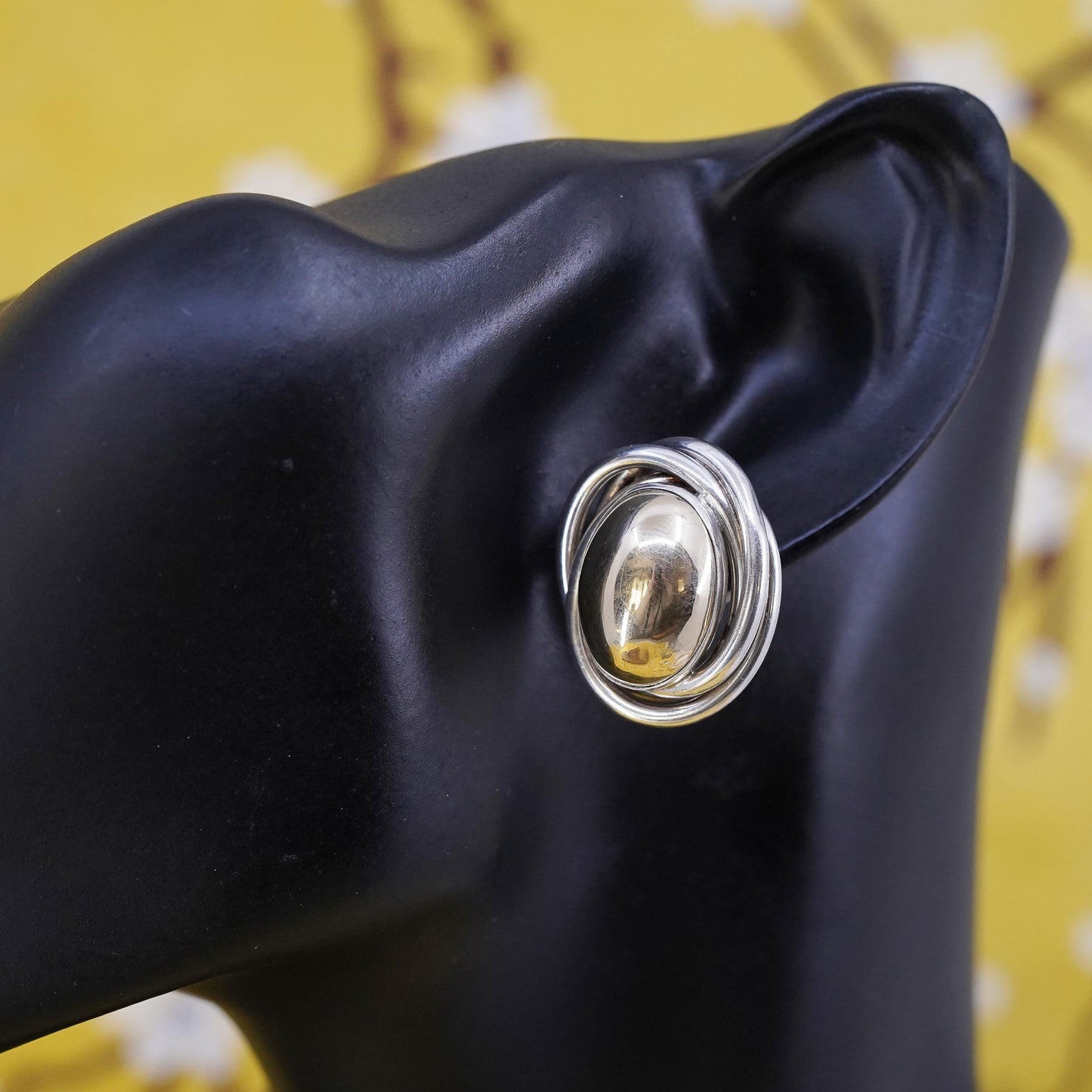 Vintage PBD Peter Brams Designs Sterling Silver 14K Love Knot Pierced Earrings