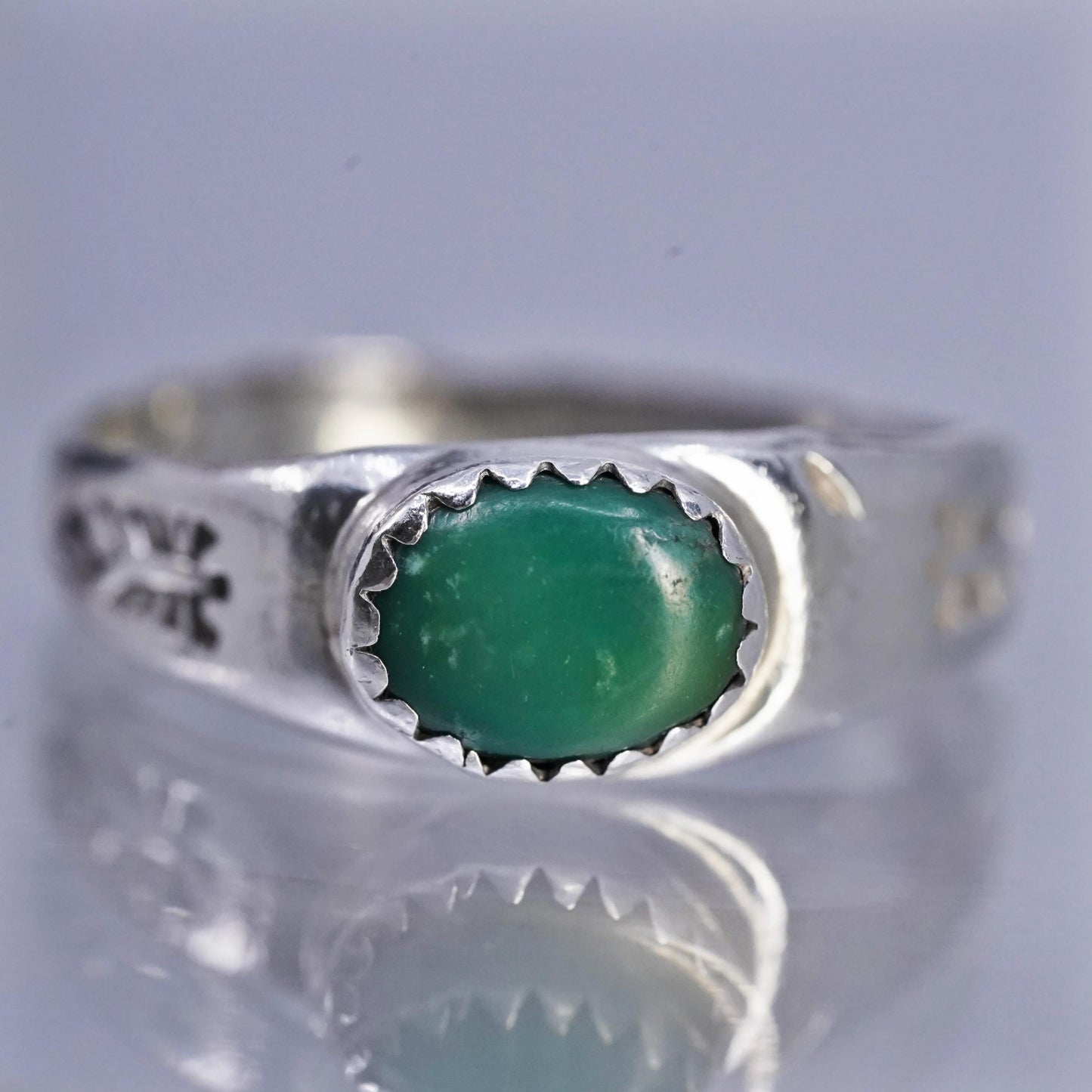Size 8.25, Native American Edison & Laurenda Sterling 925 silver ring turquoise