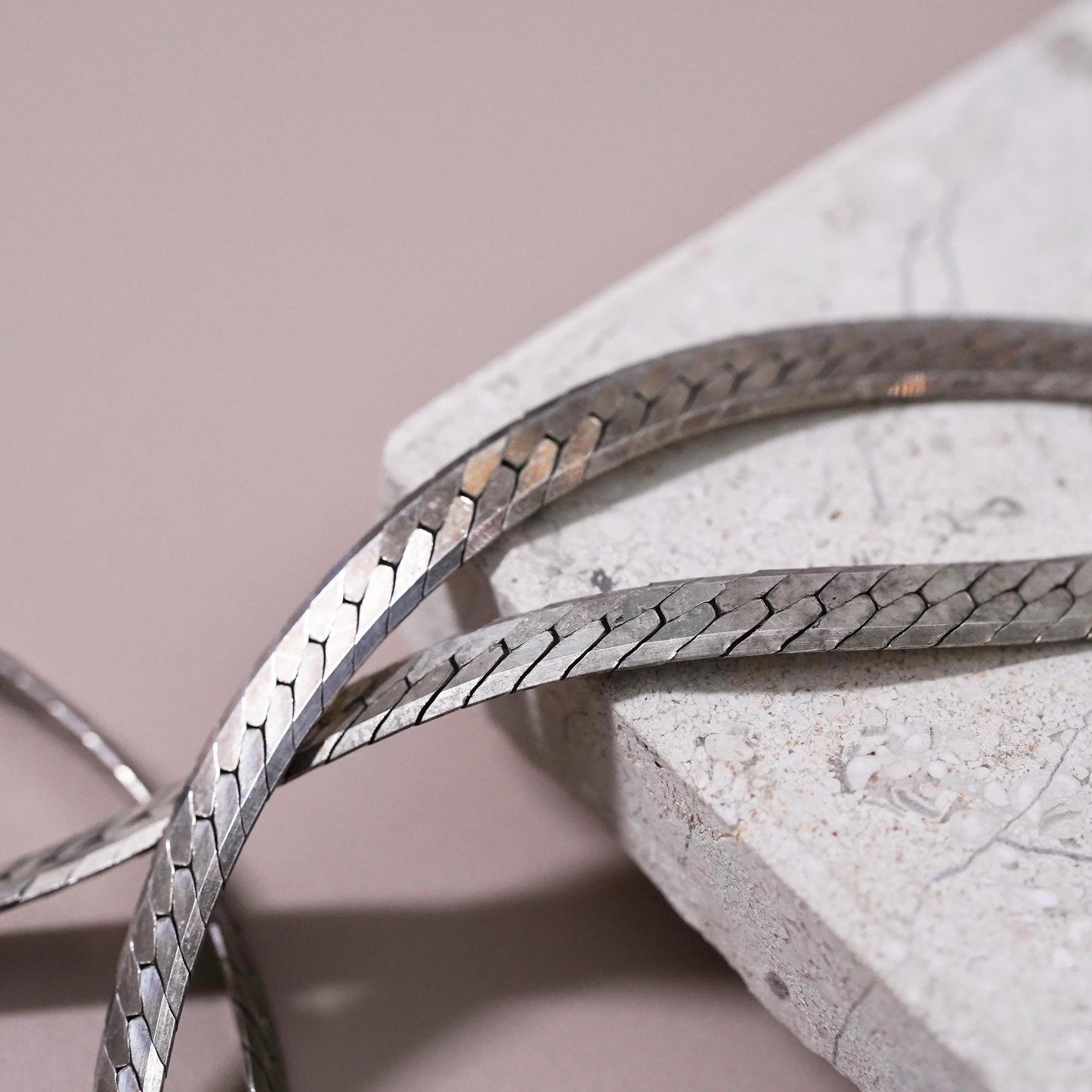 30", 6mm, vintage Sterling silver handmade necklace, bold 925 herringbone chain