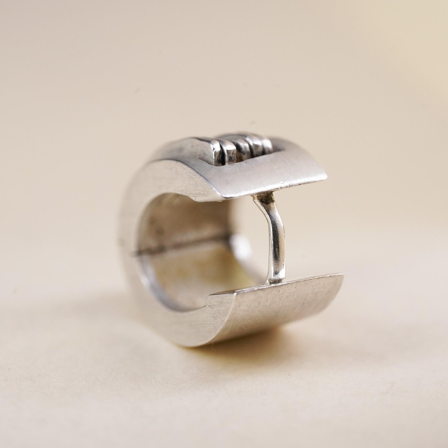 0.5”, Vintage sterling silver single earring, 925 huggie hoop
