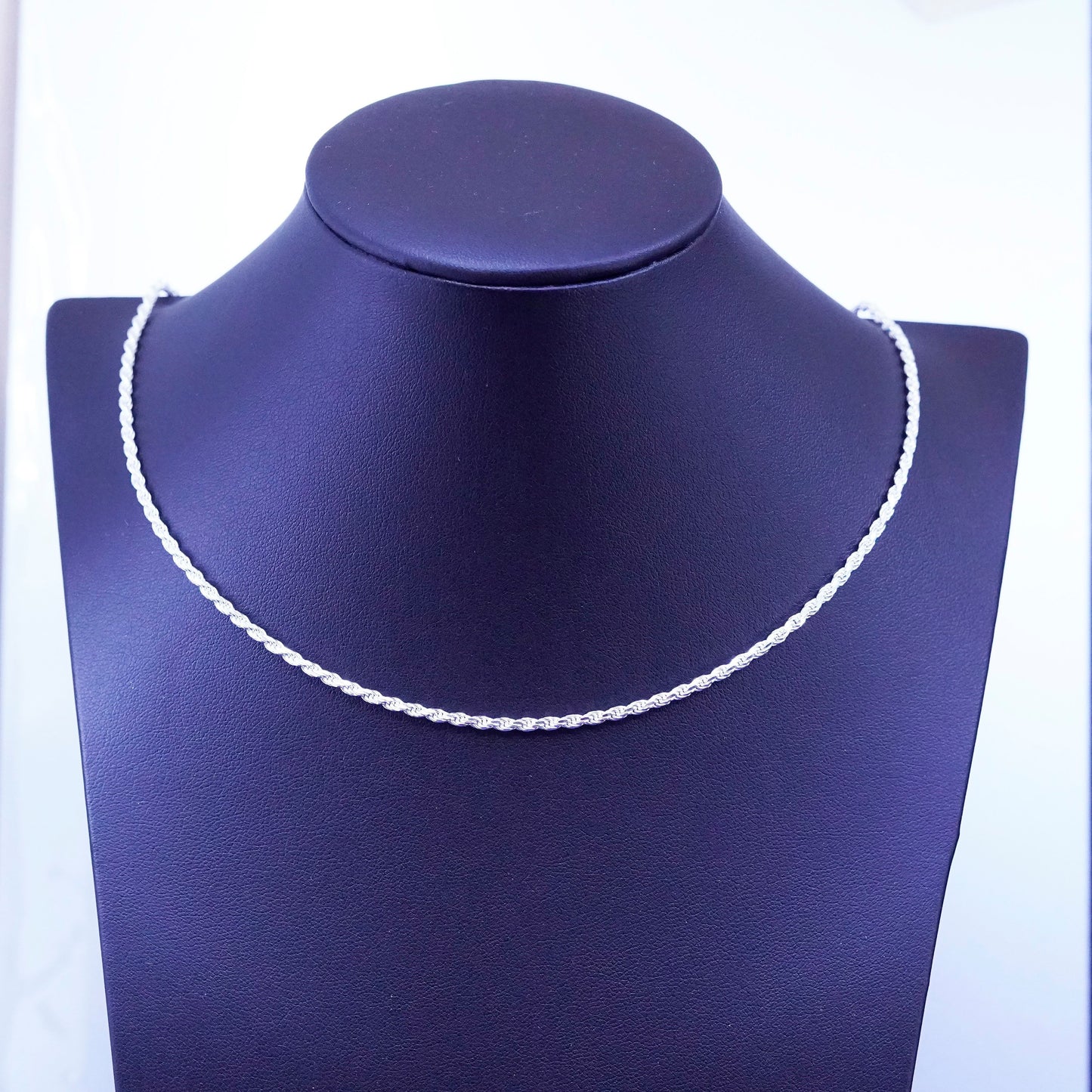 24”, 3mm, vintage Italy Sterling silver handmade necklace, 925 rope chain