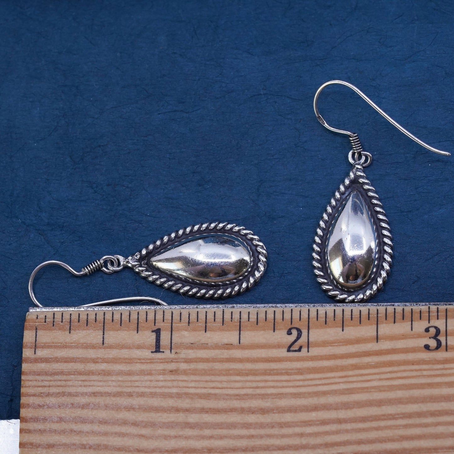 Vintage Sterling silver Handmade earrings, 925 teardrop dangles