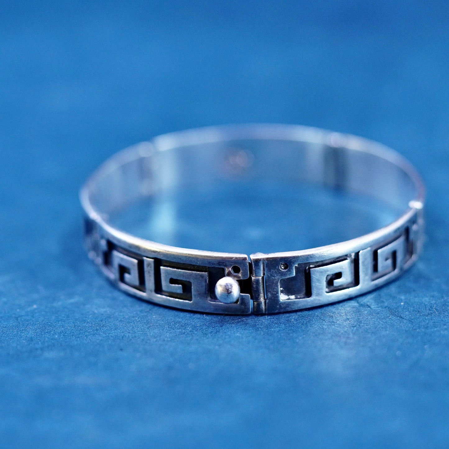 6.5”, Sterling silver handmade bracelet, 925 Greek key pattern tennis chain