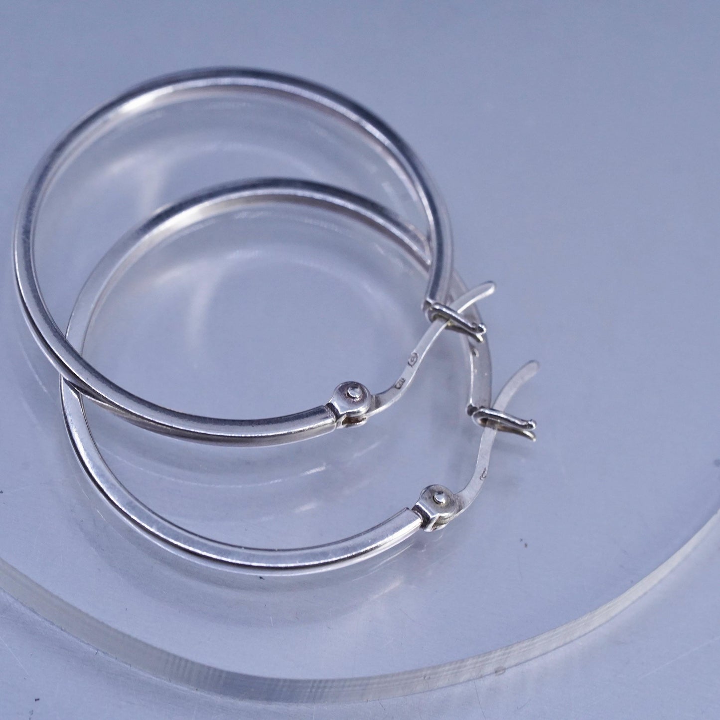 1.25", Vintage Italian 925 Sterling Silver Hoops Earrings, 925 silver huggie