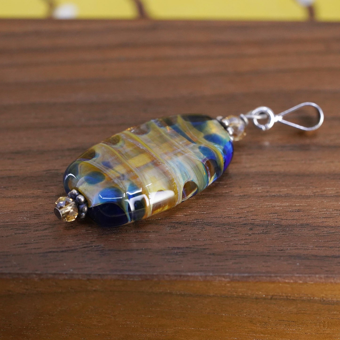Vintage Sterling silver 925 handmade pendant with artisan glass