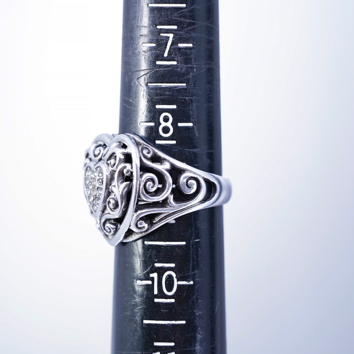 Size 8.5, Brighton Sayan Sterling silver ring, engagement ring, 925 silver CZ