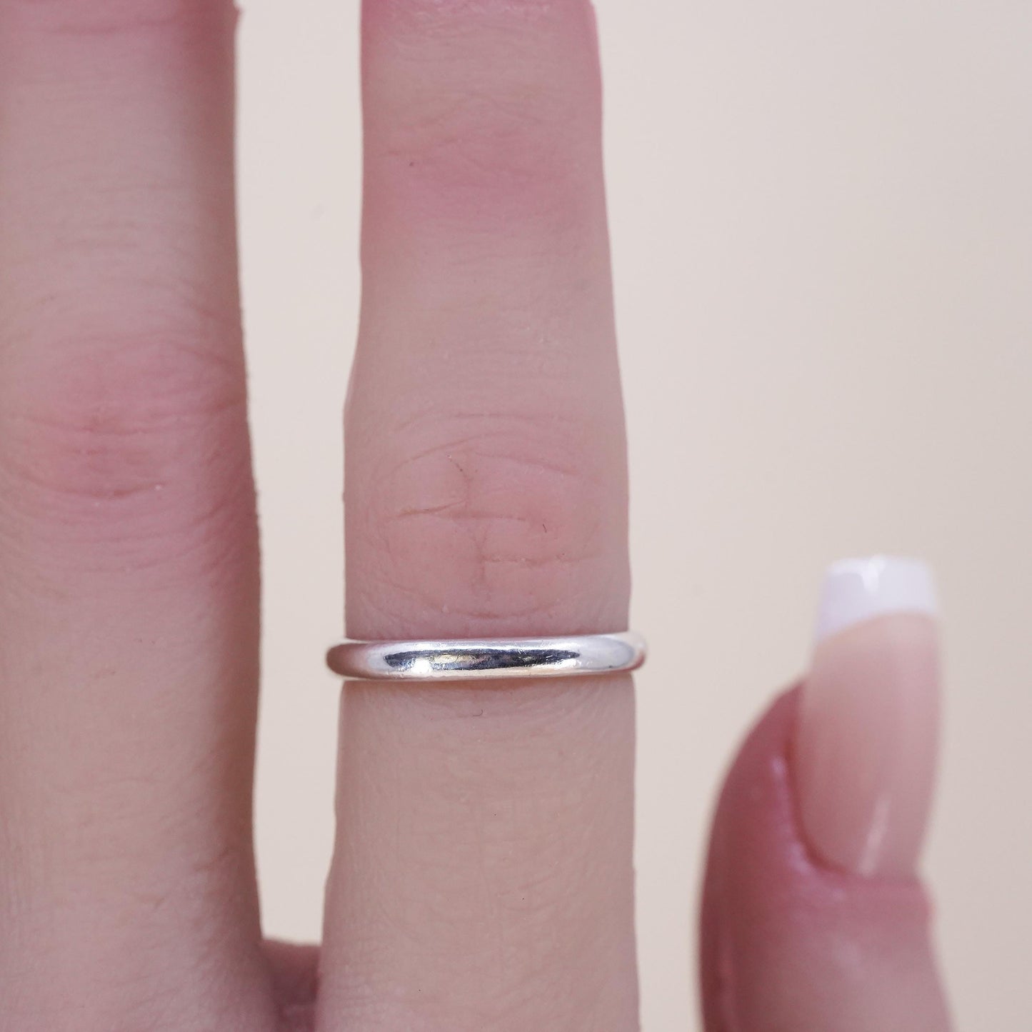 Size 6 Vintage sterling silver handmade ring, 925 silver band, wedding band
