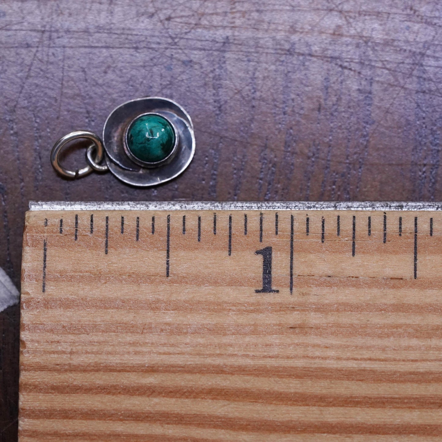 Southwestern sterling 925 silver handmade turquoise charm pendant with cable