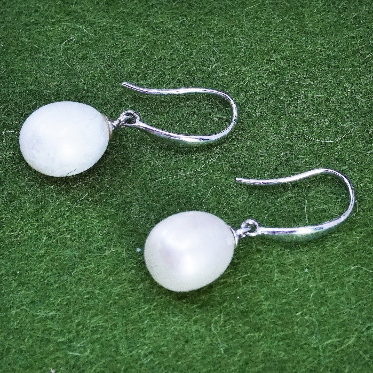 Vintage Sterling 925 silver handmade earrings with freshwater pearl beads
