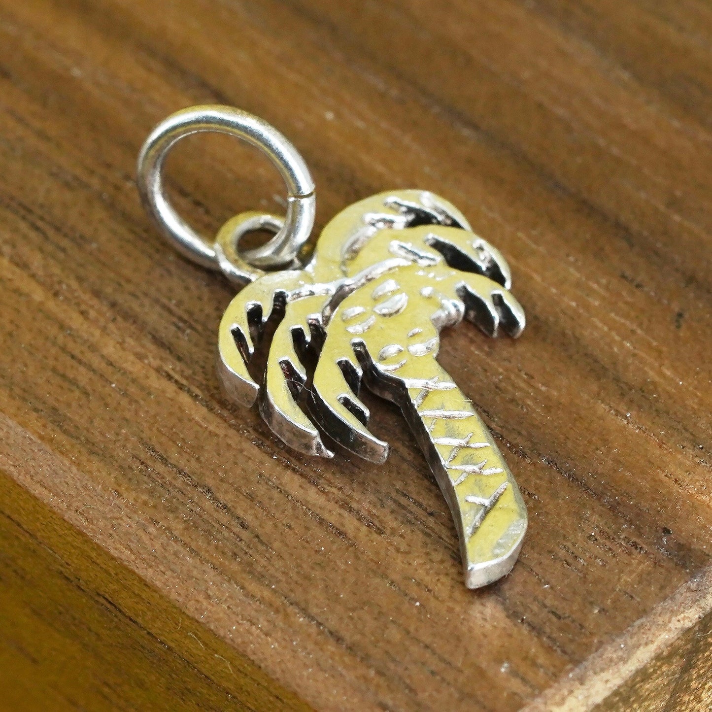 Vintage Sterling silver handmade pendant, 925 palm tree charm
