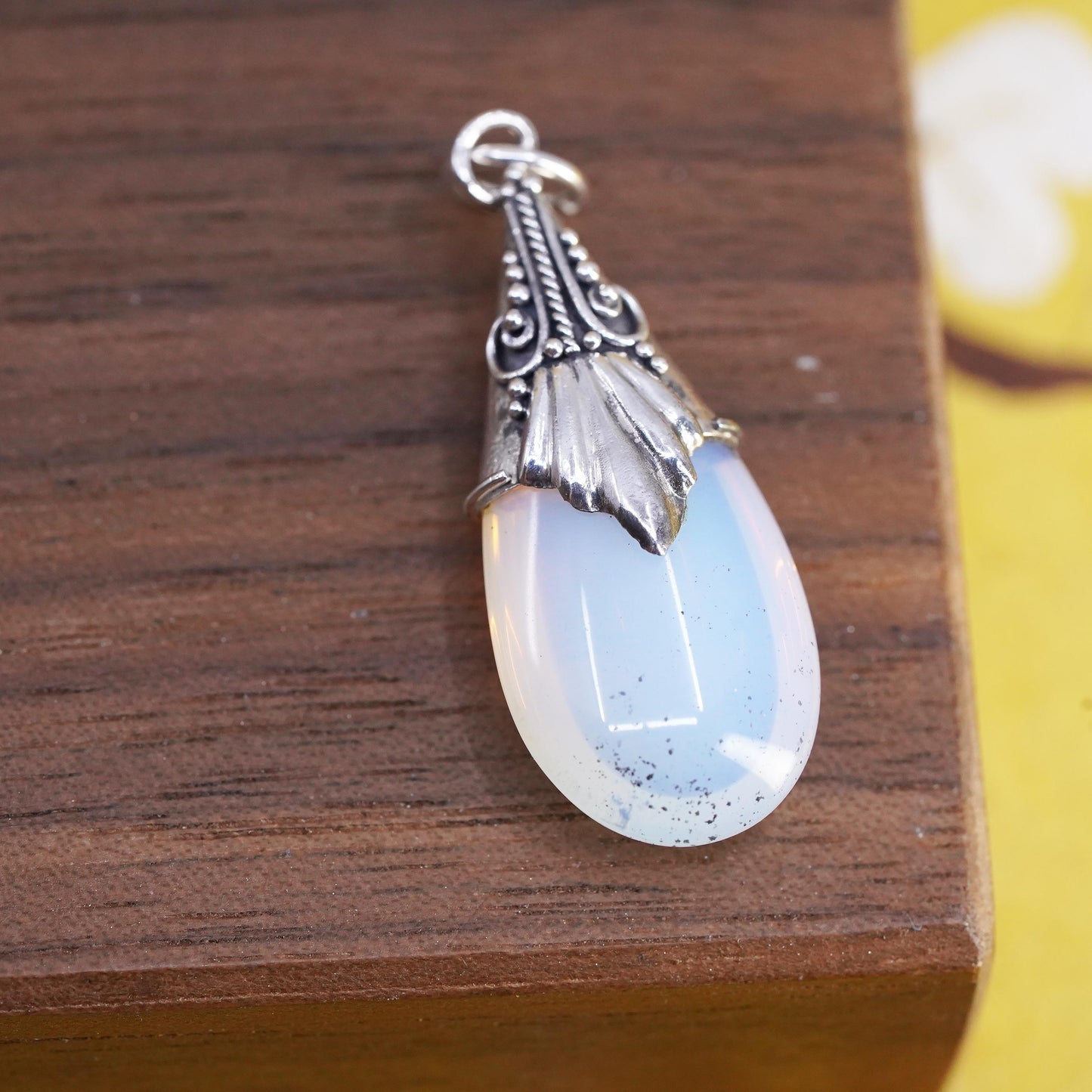 Vintage Sterling Silver Handmade Pendant, 925 silver teardrop moonstone