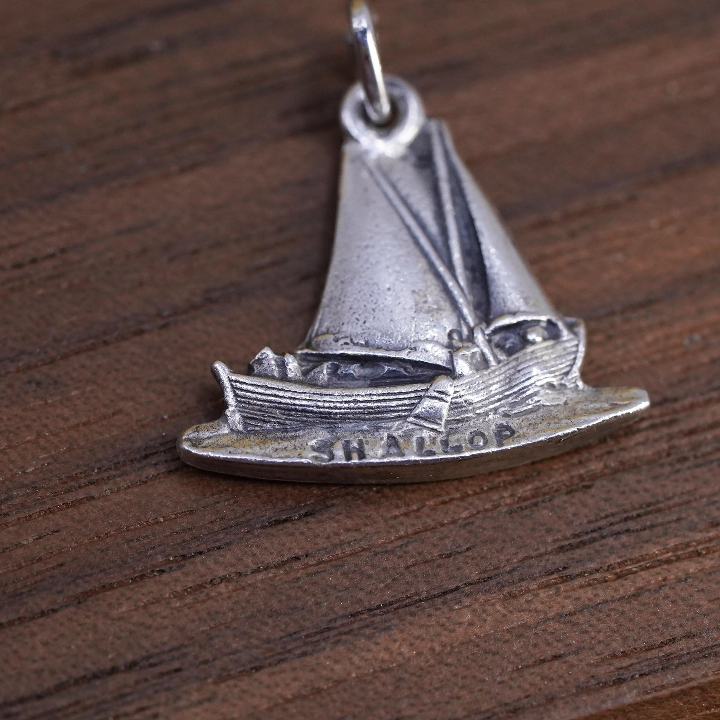 Vintage Sterling silver handmade charm, 925 sailing boat Shallop pendant