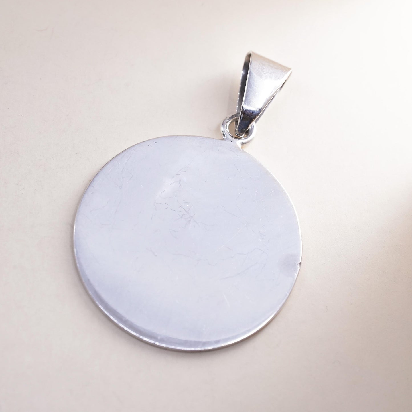 Vintage Mexican sterling 925 silver blank circle pendant