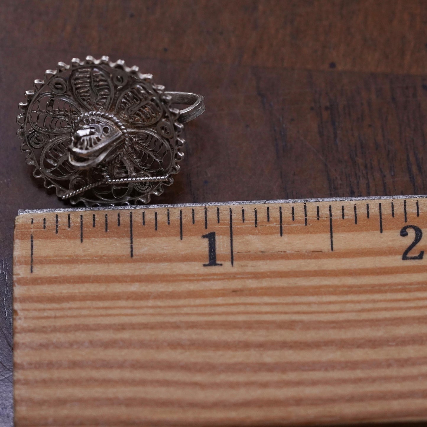 Mexican sterling silver single earring, 925 filigree sombrero hat screw back