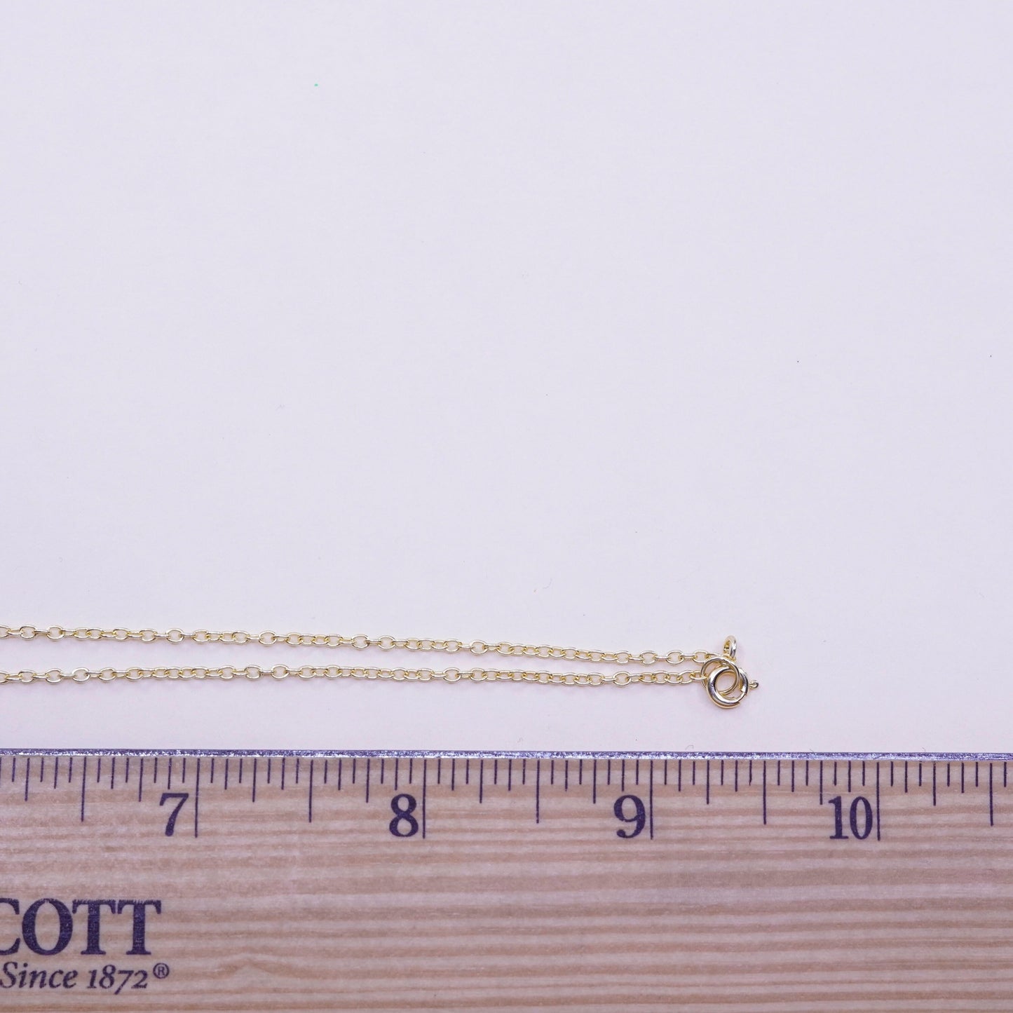 17”, 1mm, Vintage Vermeil gold over sterling silver necklace, 925 circle link chain with teardrop pendant and Cz, stamped 925 China