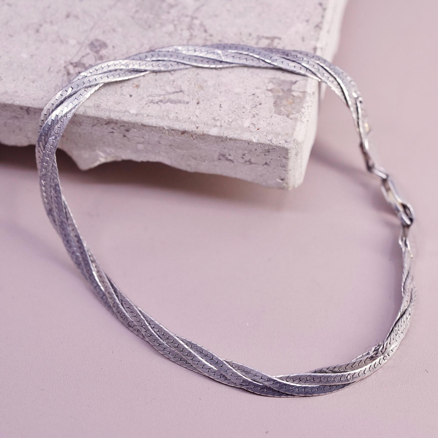 8", Italian Sterling silver bracelet, solid 925 silver twisted curb link chain