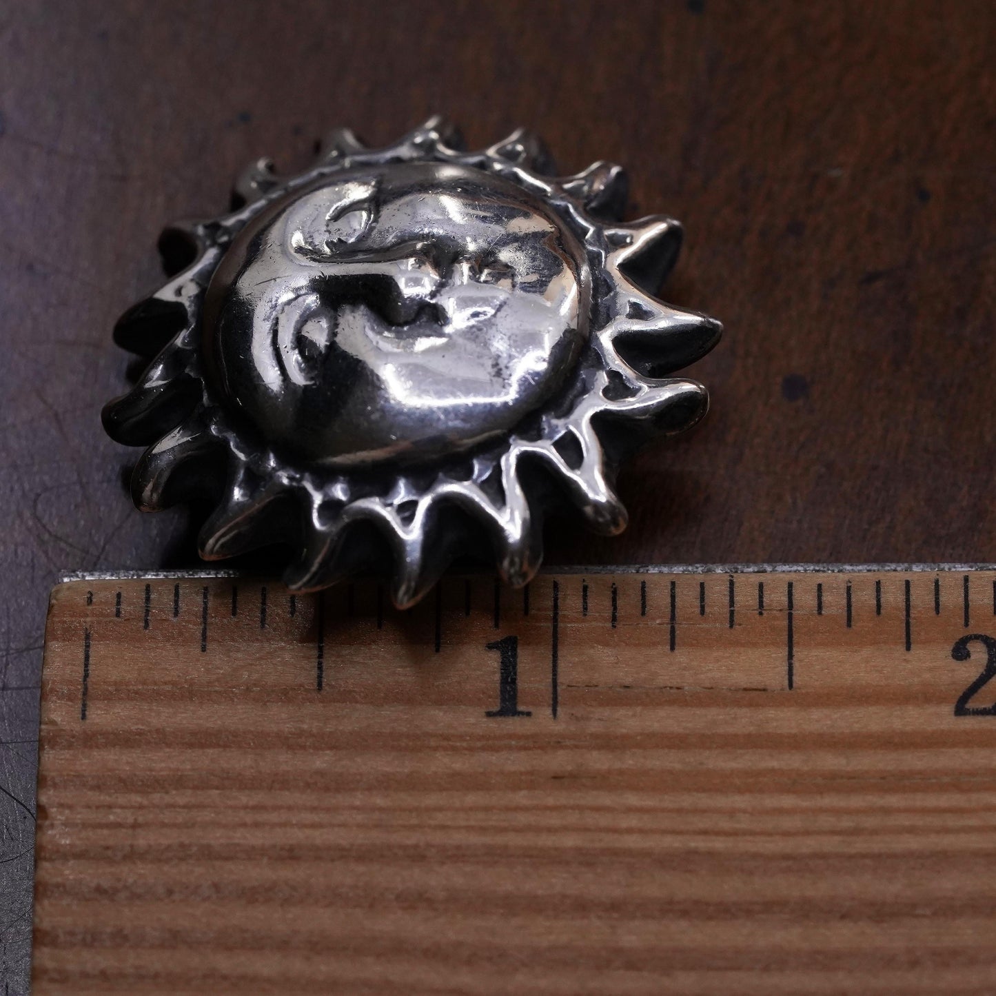 VTG Mexico sterling silver handmade single earring, 925 silver sun face clip on