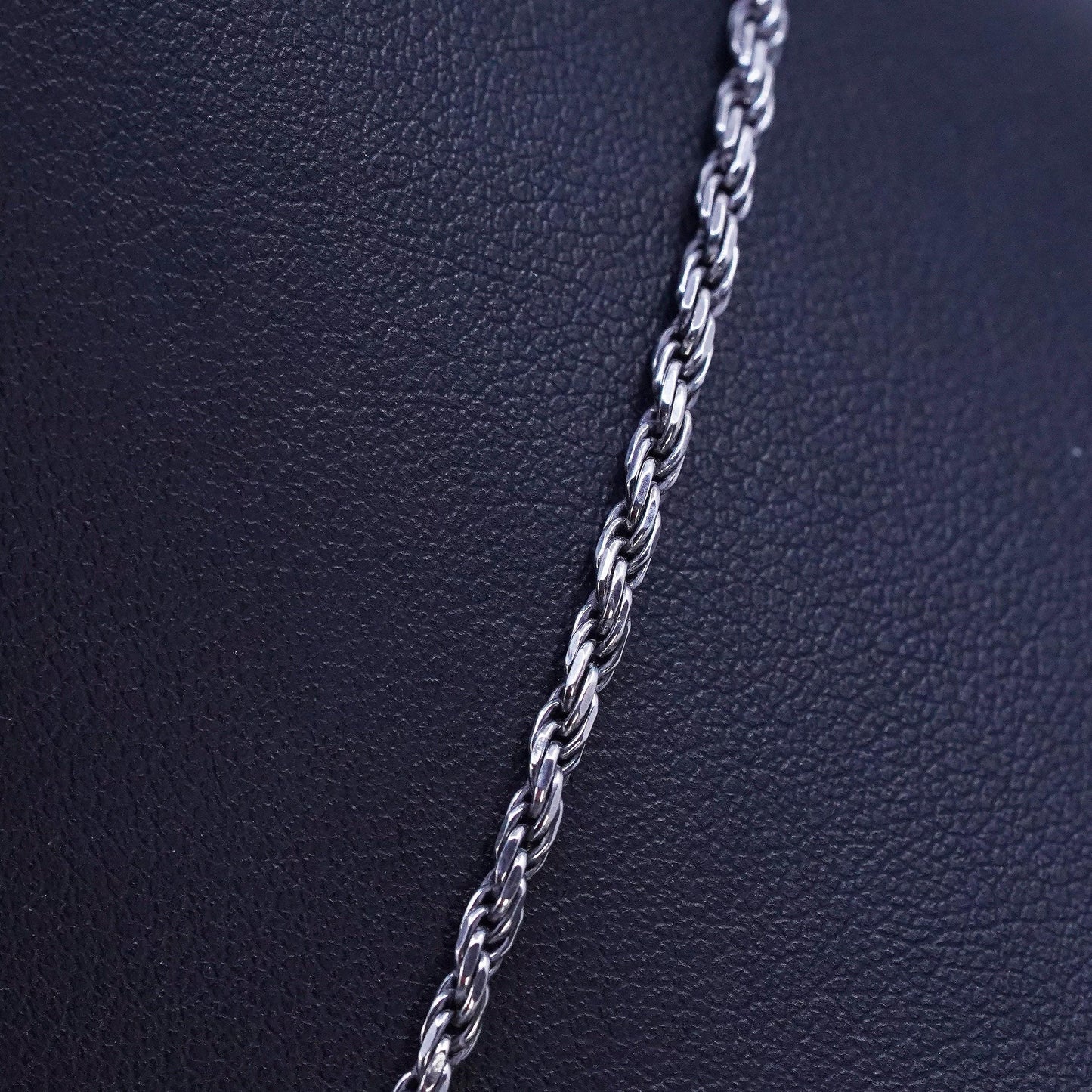 18" 2mm, vintage Italian Sterling 925 silver diamond cut rope chain necklace