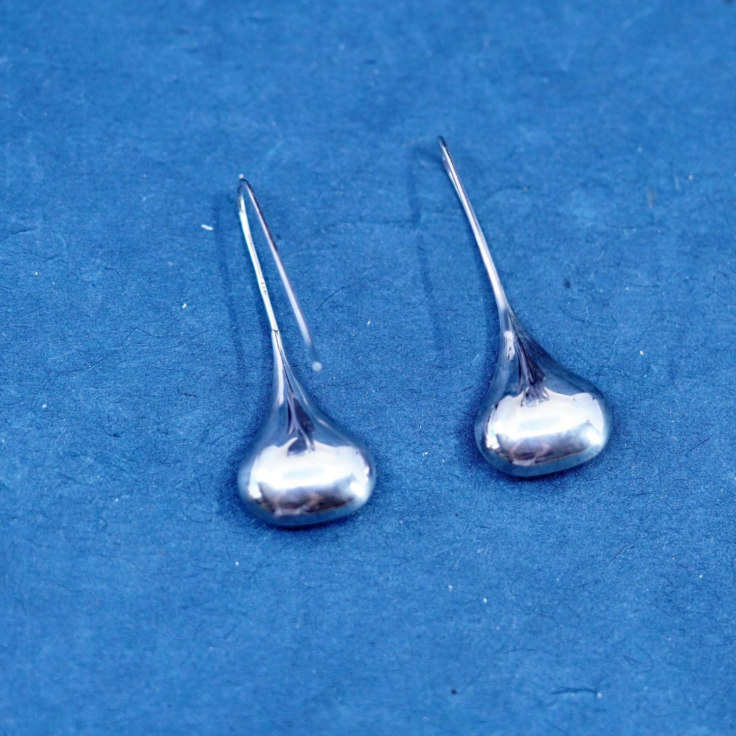Vintage sterling silver handmade earrings, 925 simple teardrop drops