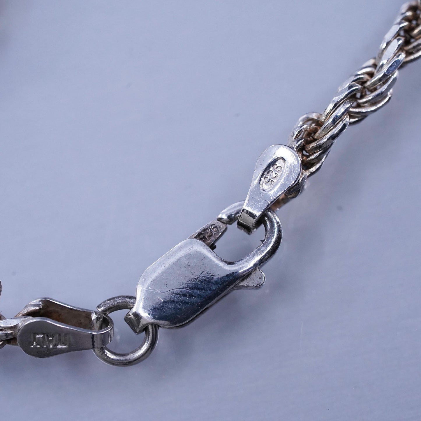 16” 3mm, vintage Italy Sterling 925 silver bold rope chain necklace