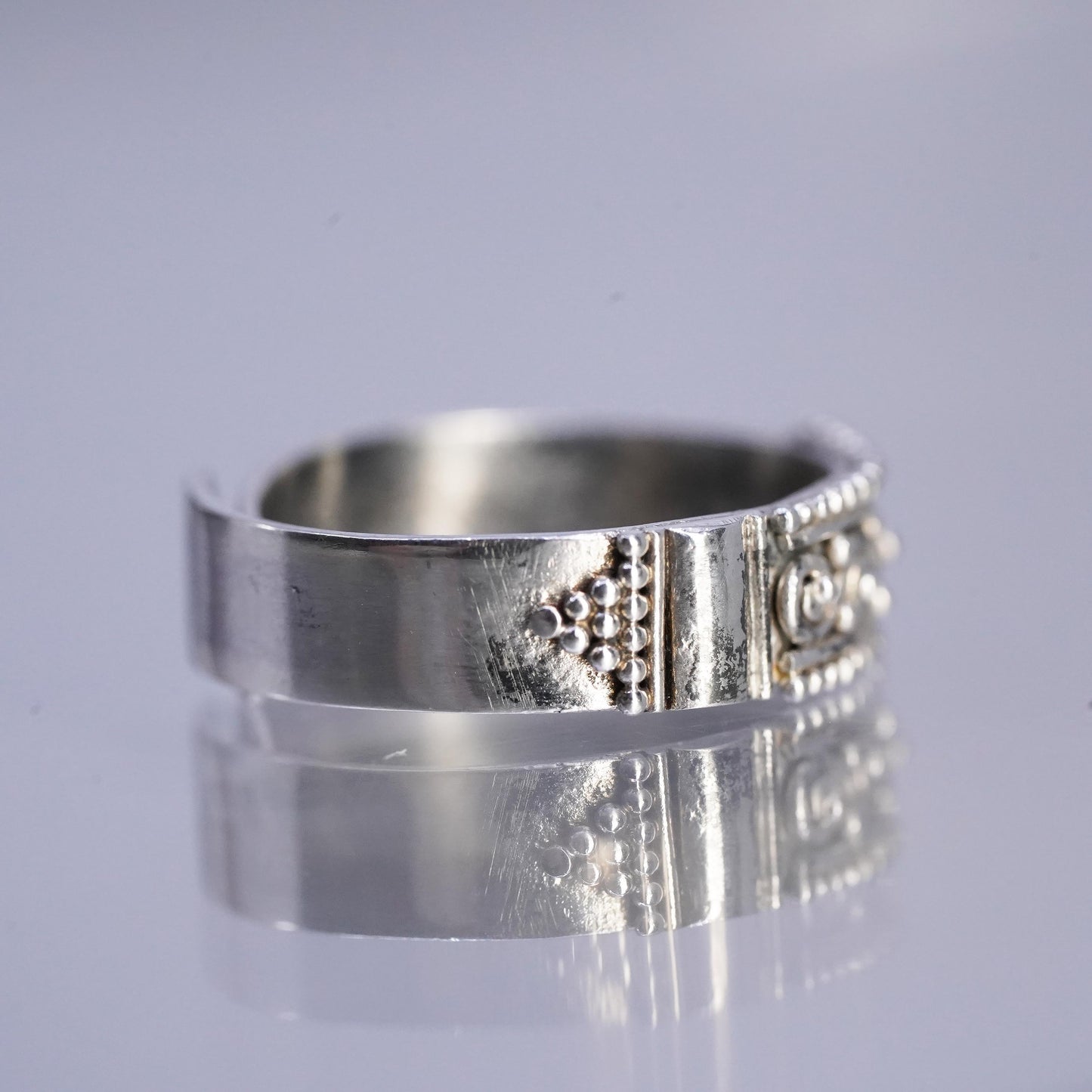 size adjustable, VTG Sterling Silver Handmade Ring, textured 925 Open End Band
