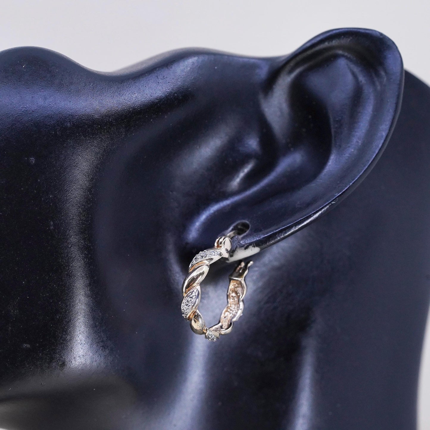 0.75”, vermeil gold over sterling silver earrings, 925 huggie diamond hoops