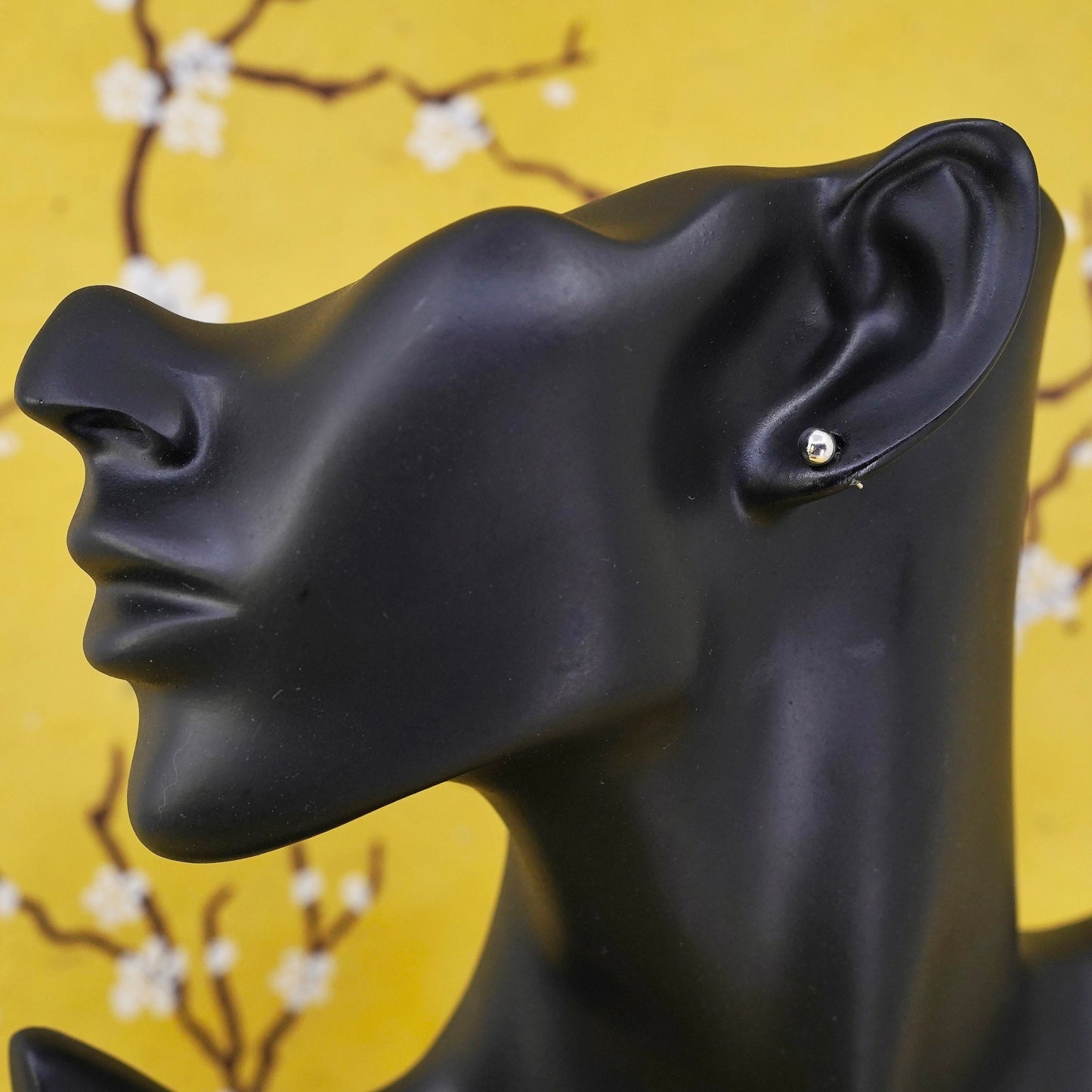 4mm, Vintage Sterling silver beads studs, 925 earrings