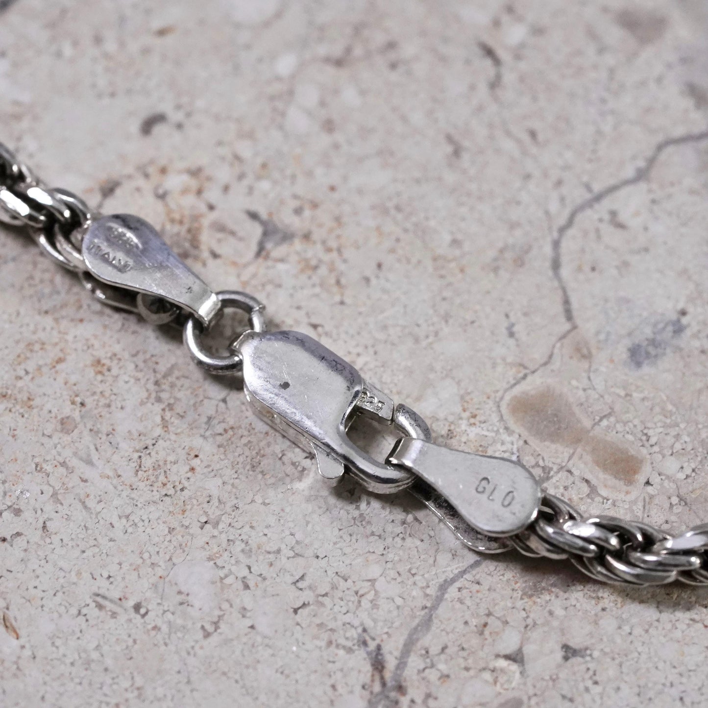 30", 3mm, vintage Sterling silver handmade necklace, 925 diamond cut rope chain