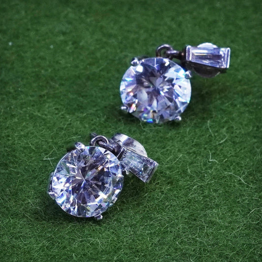 Vintage sterling silver 925 earrings with round CZ