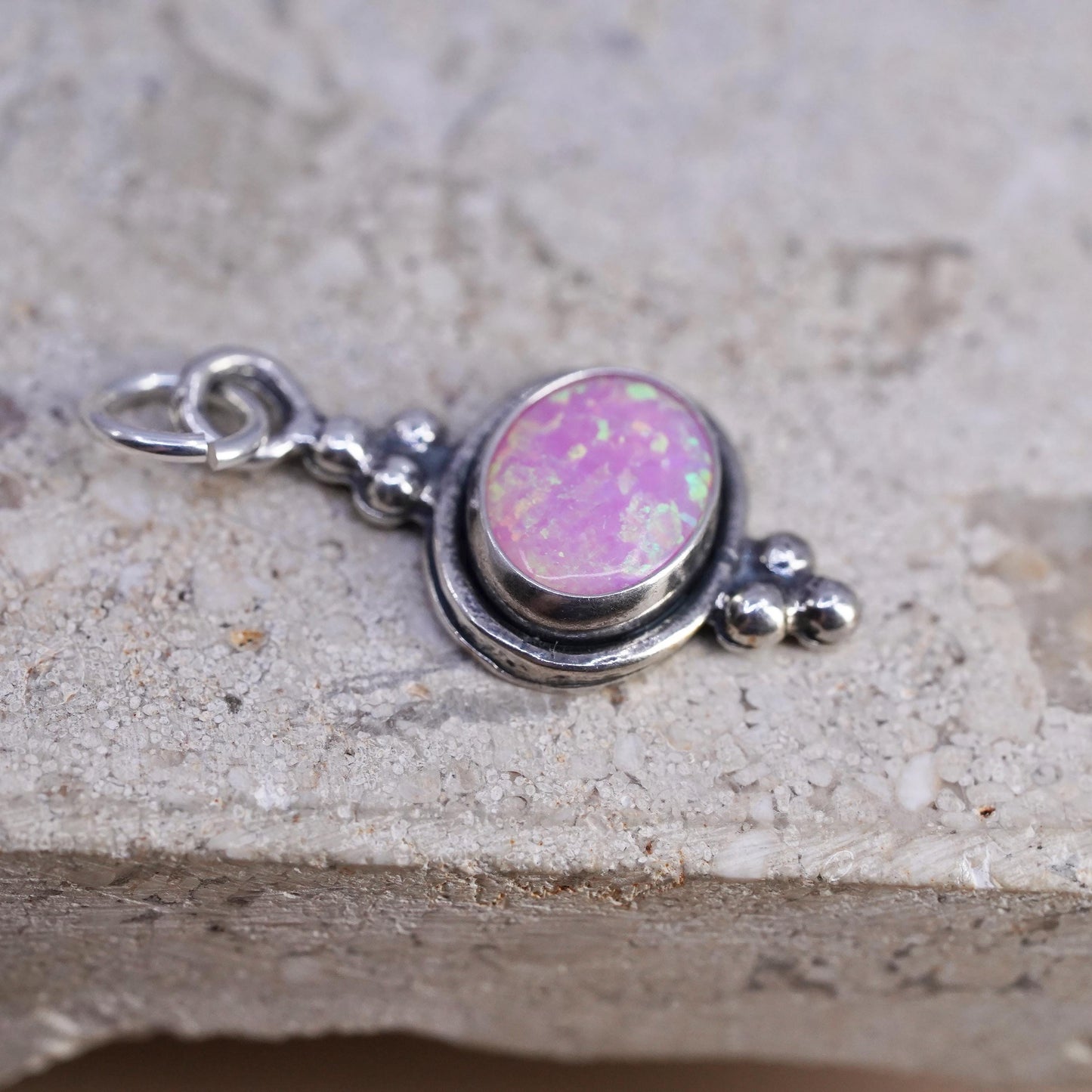 Vintage Sterling silver 925 handmade pendant, opal charm