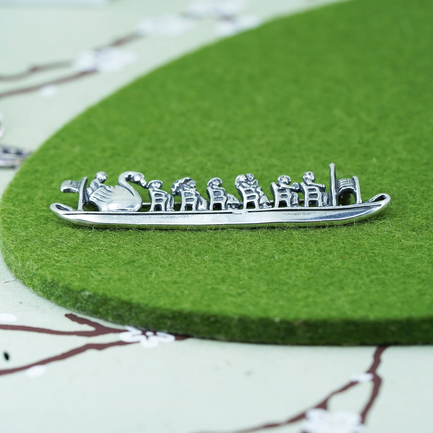 Vintage sterling silver handmade pin, 925 soufeel sailing boat brooch