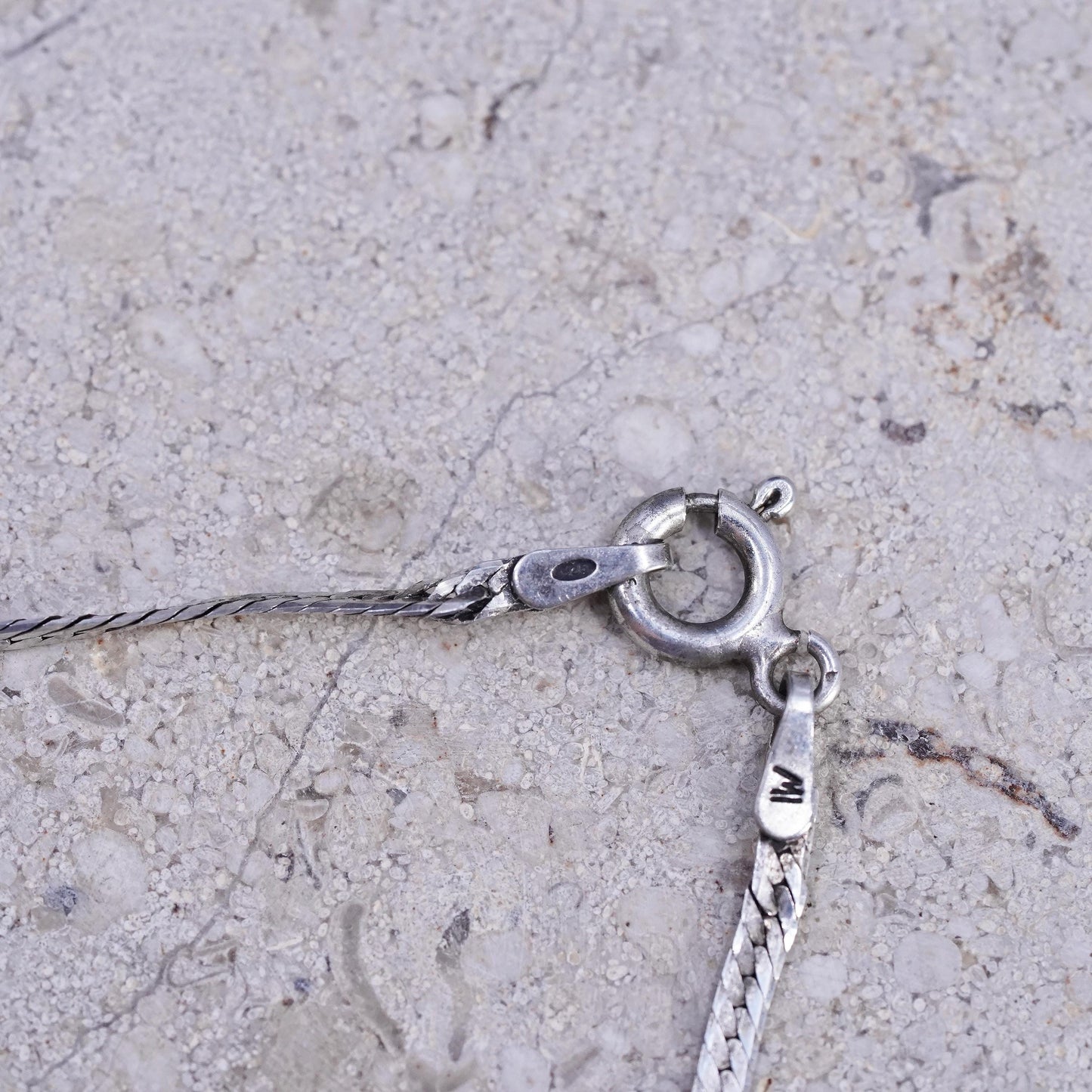 18" 2mm, vintage Sterling silver handmade chain, 925 herringbone necklace