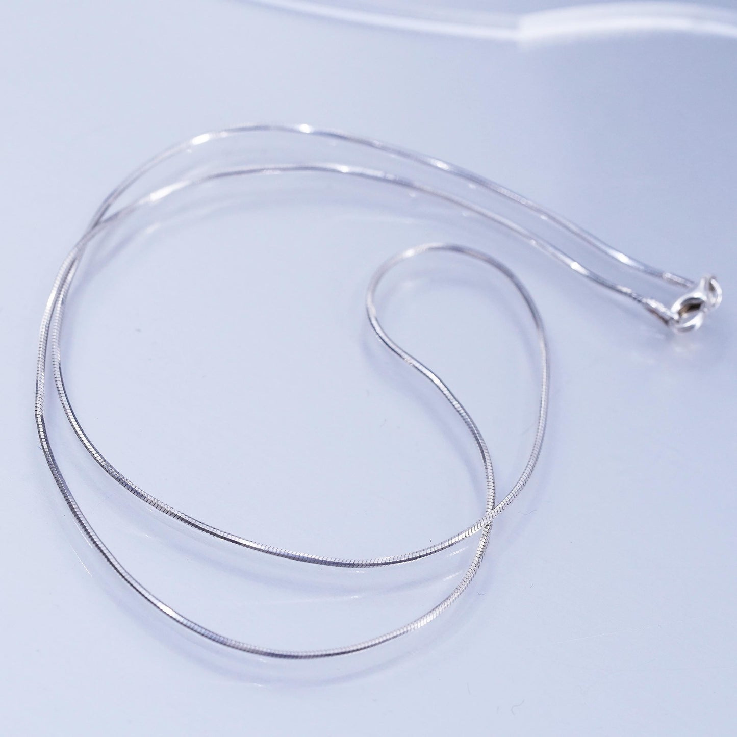 18” 1mm, vintage Italian Sterling 925 silver square snake chain necklace