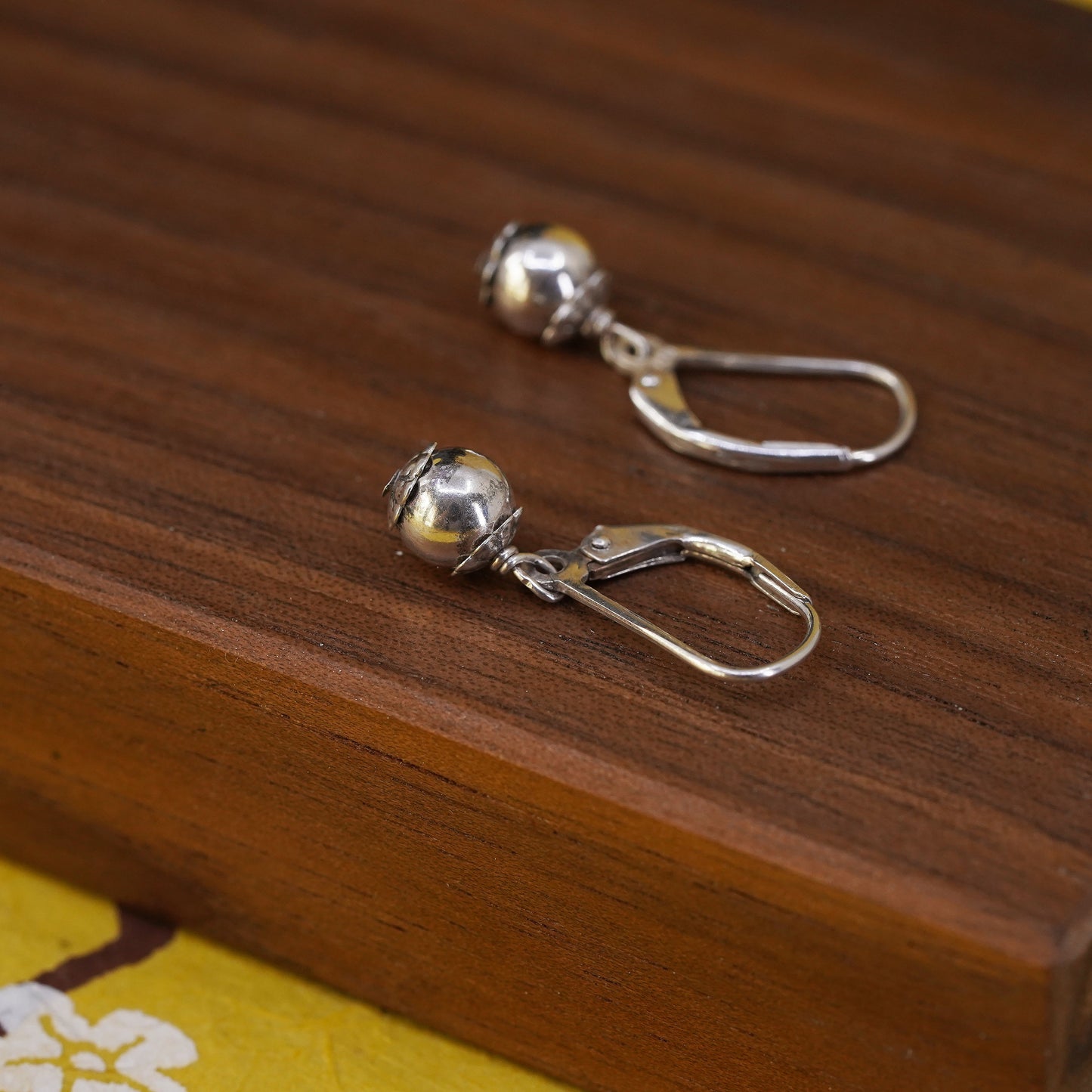Vintage Sterling silver handmade earrings, 925 beads drops