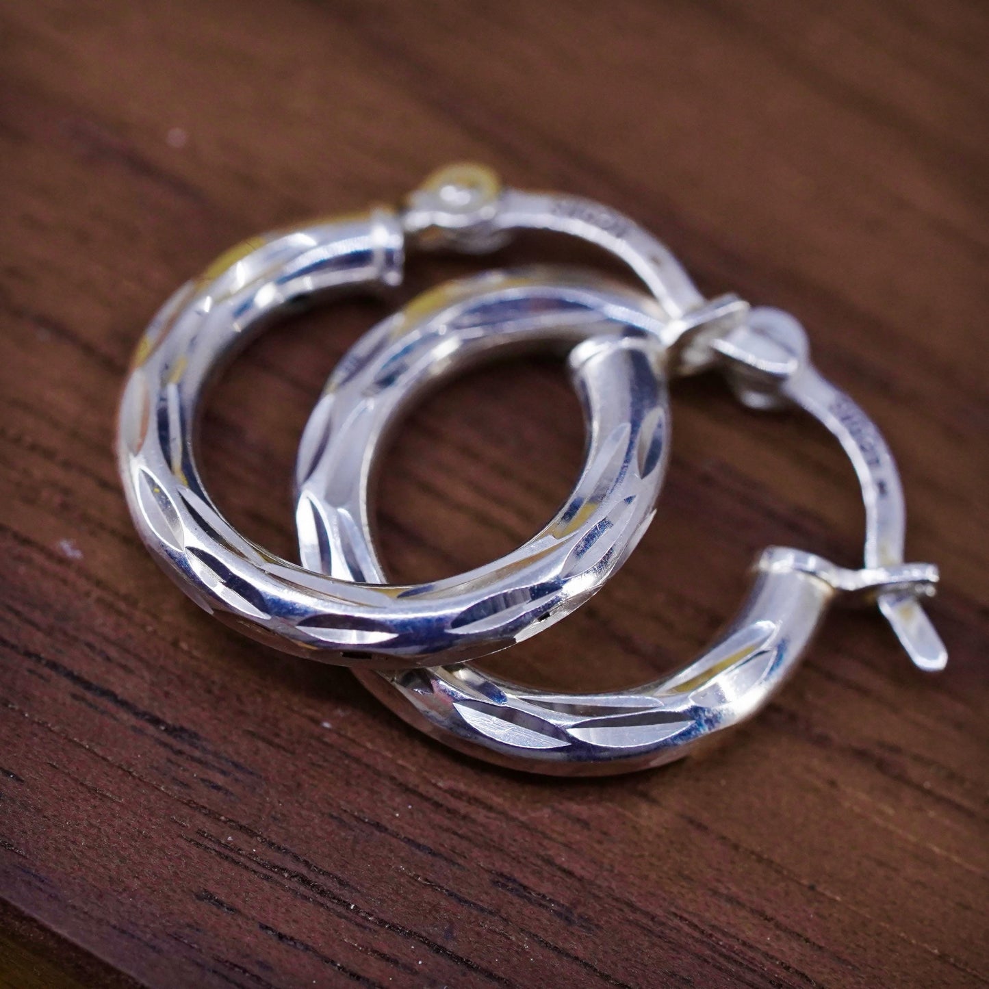 0.5”, Vintage Sterling 925 silver handmade earrings, 925 textured hoops