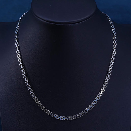 16" 5mm, vintage Sterling silver handmade necklace, flatten 925 anchor chain