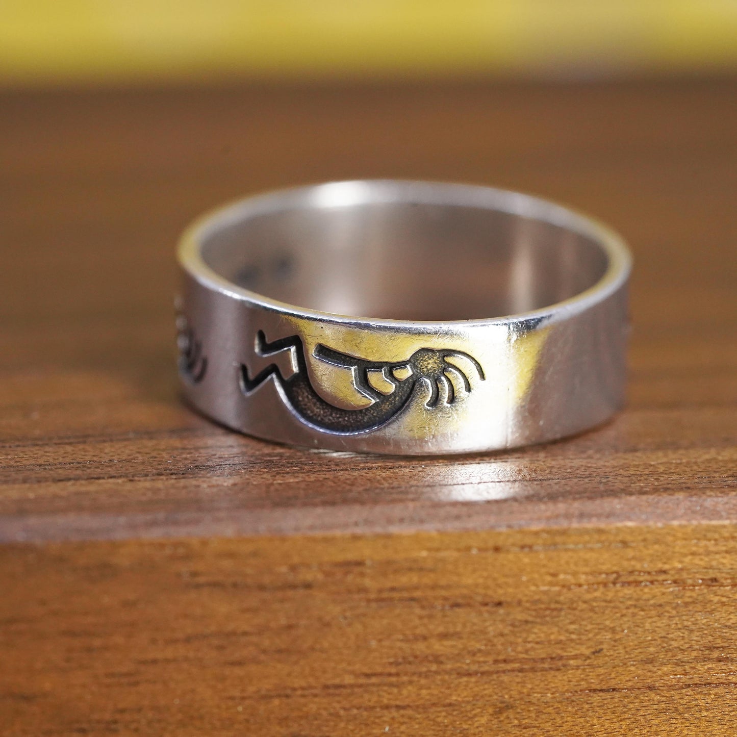 Size 8, VTG Wheeler jewelry Sterling silver handmade ring, 925 kokopelli band